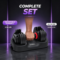 Paire d'haltères réglables de 5 à 56 lb avec sélecteur à cadran et plateau de rangement, ensemble d'haltères 16-en-1 pour entraînement à domicile