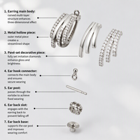 Pendientes de Aro Huggie Multicapa Chapados en Oro con Diseño de Punta Acanalada de Dos Tonos y Circonitas Cúbicas, de Moda, para Fiesta y Uso Casual para Mujer
