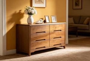 Modern Solid Wood <b>6</b>-<b>Drawer</b> Living Room Cabinet Minimalist Storage Furniture for Home Use - Product Image 2