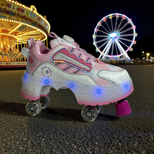 Factory Multifunctional <strong>Kick</strong> <strong>Roller</strong> Skate Sneaker Shoes With Four Wheels Contractile - Product Image 4