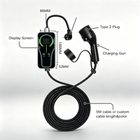 Nouvelle station de recharge portable pour véhicules électriques 7 kW AC, interface TYPE 2 32A, câble personnalisable 3m/5m/10m, prise bleue CEE EU/Schuko