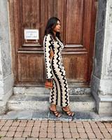 Robes longues à manches longues en tricot imprimé pour femmes sexy