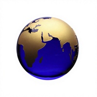 Globe terrestre décoratif en cristal bleu sablé, art populaire, carte du monde, souvenir JINGHANLU, gravure imprimée