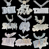 Hip Hop VVS Moissanite Pendentif Chaîne Glacé Diamant Argent 925 Rappeur Personnalisé Moissanite Pendentif