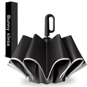 Parapluie pliant entièrement automatique en pongé coupe-vent, durable, avec poignée premium, idéal pour les cadeaux d'affaires, couleur personnalisable - Product Image 2