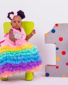 Colorido princesa bebé niñas vestidos de fiesta de cumpleaños con cuentas flor niña niños vestido de fiesta para sesión de fotos - Product Image 5