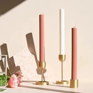 Suporte de vela decorativo, conjunto de velas de bronze dourado