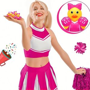 Cheer Squad Customized Batch Printed Pvc Rubber Duck Shaped Bathtub <b>Bath</b> Toys With Pattern Designs - Product Image 4