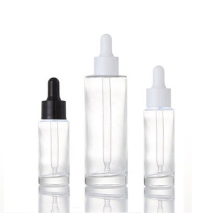 Flacon en verre transparent pour huile essentielle, cylindrique à épaule plate, 120 ml (<span class=keywords><strong>4</strong></span> oz), flacon compte-gouttes en verre transparent de luxe, 30 ml - Product Image 1