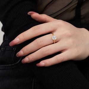 Dylam Classic Minimalist Design S925 <b>Silver</b> Rhodium 18K Gold Plating Polish <b>Solitaire</b> 5A Cubic Zirconia Wedding Engagement <b>Ring</b> - Product Image 6