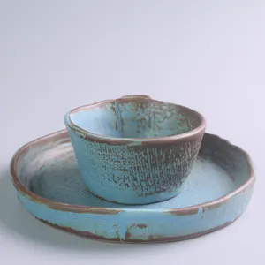Vintage rustikale dekorative 4-zoll-porzellansuppe schüssel Steingut kleine matcha-schalen Reis-keramik-schüssel für Heimdekoration