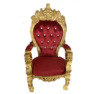 Sillas de tela de estilo griego clásico antiguo, sillas de trono de rey real rojo, sillas de boda para novia y novio