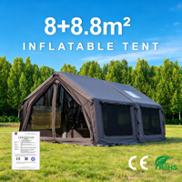 Carpa Inflable al por Mayor de 8+8.8m con Espacio Extendido, Impermeable 3000MM, Lona de Algodón, para Todas las Estaciones, Montaje Rápido para Camping al Aire Libre