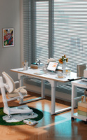 Bureau d'étude pour enfants réglable en hauteur haut de gamme (56-81 cm) |   Table d'apprentissage robuste pour enfants à double moteur, capacité 100 kg