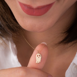 אופנתי 18 קאראט מצופה זהב 18k שרשרת זהב חינם שרשרת boo זהב מתנה לחג המולד שלה מתנה לחג המולד שלה - Product Image 2