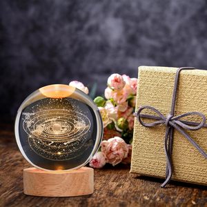 <b>3D</b> <b>Crystal</b> <b>Ball</b> 80mm Laser Engraved <b>Solar</b> <b>System</b> Model with Wooden Base Night Light Astronomy Decor & Space Gifts - Product Image 5