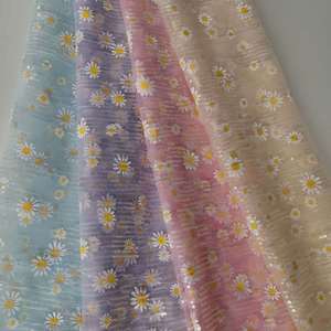 Exquisito Little Daisy Offset Wave Hoja transparente Malla <span class=keywords><strong>americana</strong></span> Parte inferior <span class=keywords><strong>Lentejuelas</strong></span> Tul Bordado Niños Boda de punto - Product Image 3