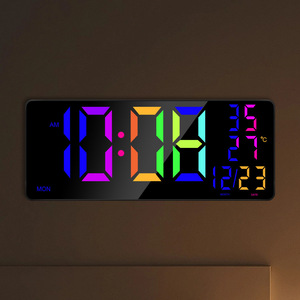 Large-scale RGB LED Magic Color Wall <strong>Clock</strong> Multifunctional Alarm Timing <strong>Countdown</strong> Display Plastic Material for Living Room - Product Image 2