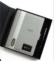Carnet de Notes A5 en Cuir PU Personnalisé avec Recharge Sans Fil, Agenda, Banque d'Alimentation Multifonction et Logo Lumineux Rechargeable