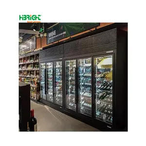 黑色定制尺寸玻璃滑动门插入式葡萄酒冷却器立式空气科林超市冷水机