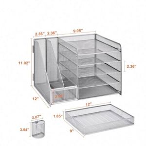 Metal Office Supplies Desk Organizers with <b>Drawer</b> 5 Tier Paper Letter Tray <b>File</b> Column Data Organization A4 <b>File</b> Rack - Product Image 2
