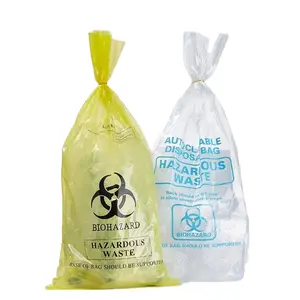 Buena dureza Gran capacidad Gran autoclave Plástico Residuos médicos Biohazard Bolsa de basura