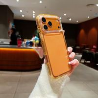 Funda de Lujo Transparente Antigolpes de PC Naranja para iPhone 17 Pro Max 16 15 Plus 14 13 12 11, Cubierta de Acrílico Transparente y TPU