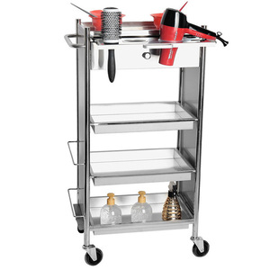 Chariot de salon en acier inoxydable 38x33x92cm 4 niveaux avec tiroir pour le rangement des outils de coiffure - Product Image 2