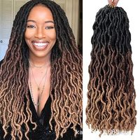 Vendita all'ingrosso 24 pollici 18 pollici sintetici Gypsy Locs Ombre Dread finte Locs Crochet trecce ondulate dea Locs uncinetto capelli extension