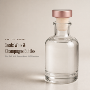 Bouchon de bouteille en liège synthétique anti-déversement avec logo personnalisé pour bouteilles de vin, champagne, whisky et spiritueux - Product Image 2