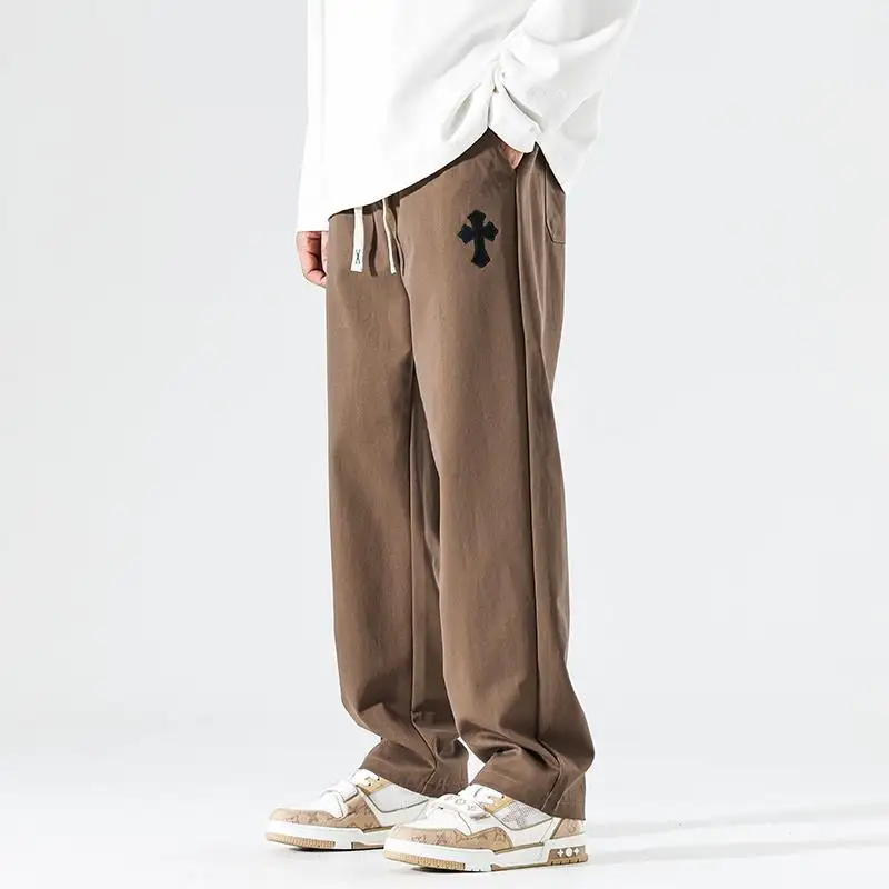 Custom Logo Solid Men Drawstring Pocket Trousers Casual Jogger men's Pants