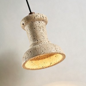 Luminaire suspendu en travertin jaune naturel, style vintage Wabi Sabi, chambre à coucher, salle à manger, comptoir de bar - Product Image 4