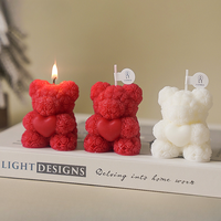 Bougie en forme d'ours en rose, bougie parfumée faite à la main, décoration d'intérieur, convient pour le salon, la chambre à coucher, les bougies de mariage