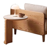Ensemble de table basse moderne en bois massif de chêne nordique et en verre pour la maison ou le petit appartement