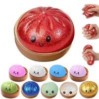 Pâtes de décompression souples en TPR à presser, boules anti-stress scintillantes en forme de dumpling, boîte mystère de jouets sensoriels avec panier vapeur