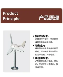 Mini Horizontal Three-blade Wind Turbine Model 425-1 Light Breeze Automatic Orientation Permanent Magnet <strong>DC</strong> Output - Product Image 1