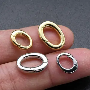 Acessórios de joias de luxo por atacado cor Remain cobre banhado a ouro oval fecho de pressão conector para colar DIY feminino masculino
