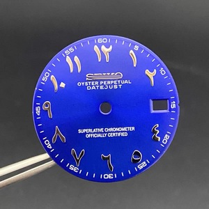 Nouveau cadran de montre avec index arabes 28,5 mm, finition sunburst argent et or rose, compatible avec les mouvements NH35 NH36 - Product Image 4