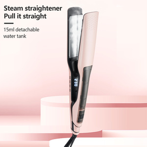 <span class=keywords><strong>Plancha</strong></span> <span class=keywords><strong>de</strong></span> <span class=keywords><strong>Pelo</strong></span> Profesional a <span class=keywords><strong>Vapor</strong></span> <span class=keywords><strong>con</strong></span> Pantalla LCD Digital <span class=keywords><strong>de</strong></span> Cerámica, Temperatura Ajustable <span class=keywords><strong>de</strong></span> 100-230°C ℃   Tanque <span class=keywords><strong>de</strong></span> Agua Desmontable <span class=keywords><strong>de</strong></span> 15 ml - Product Image 1