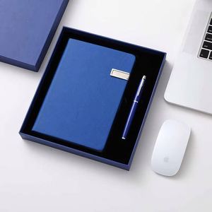 In Stock Luxury A5 Hardcover Notebook Customizable Logo PU <b>Leather</b> Agenda with Metal Pen Gift - Product Image 1