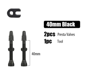 Valves Presta <span class=keywords><strong>Tubeless</strong></span> en alliage pour vélo 40mm 44mm 48mm 60mm 80mm Tiges avec outil de démontage du noyau de la <span class=keywords><strong>valve</strong></span> pour pneus de vélo de route MTB - Product Image 5