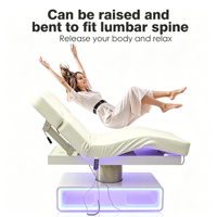 Lit de beauté électrique pour le visage, 4 moteurs, réglable, avec base lumineuse LED, revêtement en cuir PU, pour soins esthétiques