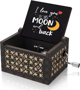 Carillon in Legno Colorato 'You Are My Sunshine' con Manovella Manuale, 'I Love You to the Moon and Back', Regalo Vintage - Product Image 1