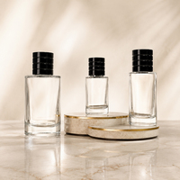 Flacon de parfum rond en verre personnalisé et unique avec pulvérisateur en aluminium 30ml/50ml/100ml Couleurs personnalisées et impression sérigraphique