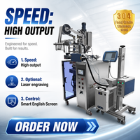 Machine d'emballage verticale automatique à 4 soudures latérales avec codage laser, faible consommation de consommables, pour shampoing, jaune d'œuf, chocolat, liquides, personnalisable