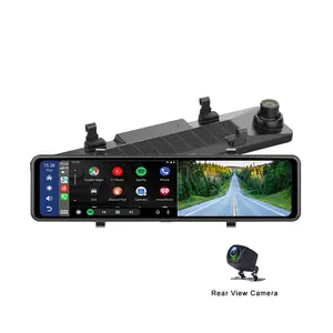 11.26in câmera sem fio para carplay, câmera de ré automotiva com tela sensível ao toque frontal 2k + traseira, 1080p, android