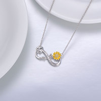 Collier Sunflower Infinity en argent sterling 925 You Are My Sunshine