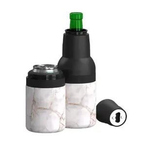 Portabottiglie 2 GO isolatori isolati sottovuoto Koozy lattina di birra in acciaio inossidabile a doppia parete e refrigeratore per bottiglie con apribottiglie