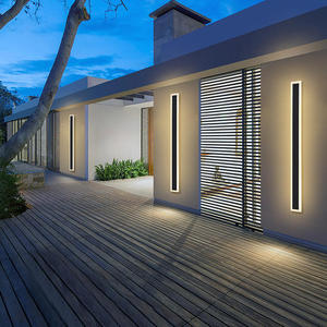 현대 야외 외부 선형 스트립 벽 램프 정원 sconce 긴 <span class=keywords><strong>Led</strong></span> 벽 빛 3500k 따뜻한 흰색 알루미늄 220V 80 120