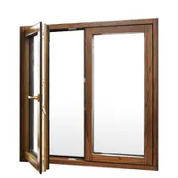 Ventana de madera de roble hecha con pantalla, puerta de madera, vidrio templado esmaltado triple